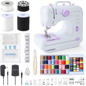 Sewing Machine for Beginners, Heavy Duty Sewing Machine, 12 Built-in Stitches with Reverse Sewing, Foot Pedal, Light, Storage Drawer, Sewing Accessories