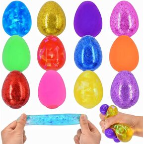 12 Pack Easter Eggs Stress Balls Squishy Toys Easter Basket Stuffers Stress Relief Toys Squeeze Balls for Kids Boys Girls Toddlers Easter Egg Hunt Easter Basket Stuffers Party Favors Gifts