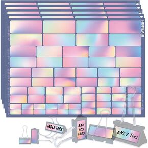 Binder Paper Clips Tabs, Index Tabs for Binder Clips, Colorful Sticky Tabs, Self Adhesive Label for Different Sizes Binder Clips (Rainbow)