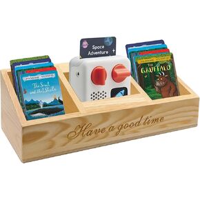 Holder for Yoto Card and Yoto Mini Player - Wooden Storage Box with Player Slot for Yoto Mini Player Cards and Yoto Audio Player(3 Compartments