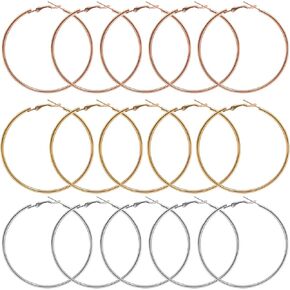 60Pcs Hoop Earring Findings Stainless Steel Earrings Beading Round Earrings Hypoallergenic Hoop Earrings Open Beading Hoop for Jewelry Making DIY Crafts Art Creation Women（Gold,Rose Gold, Silver ）