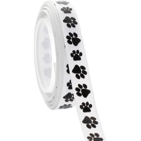 3/8" Black Paw Grosgrain Ribbon 5 Yard