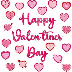 Gersoniel 83 Pieces Valentine's Day Bulletin Board Decorations Paper Love Hearts Cutouts Happy Valentines Cutouts for Romantic Classroom Home Window Door Wall Decorations Supplies
