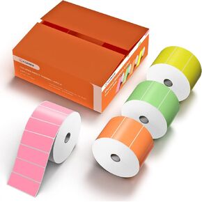 K Comer 2.25 "× 1.25" تسميات العنوان الحراري المباشر للطابعة الحرارية ، BPA & BPS ، تشمل الملصقات الحرارية ذات العنوان الذاتي الشحن 4 لفة ملصق ألوان
