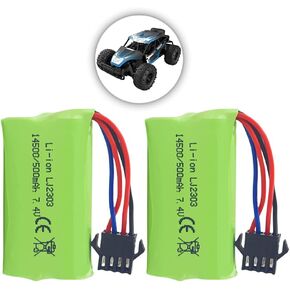 Accessory 2PCS 7.4V 500mAh Lithium Battery for EC16 DE85 Remote Control Off Road Truck