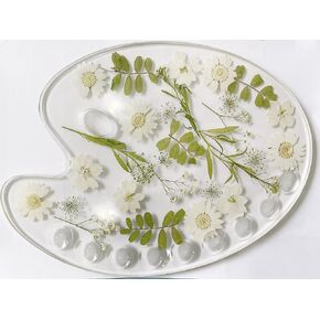 RISEON Epoxy Dried Flower Painting Palettes, Artists Colorful Botanical Paint Tray Pad Holder Pressed Flower Makeup Palettes for Mixing Colors,Oil, Watercolor & Acrylic Paints Art Tools