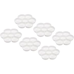 PATIKIL 7 Wells Acrylic Paint Palette, 6 Pack Painting Pallet Holder Flower Round Shape Art Supplies for Watercolor Gouache Oil Paint Art, White