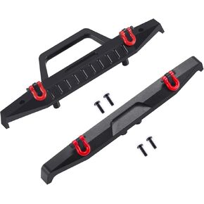 RCHUBAM TRX4M K10 Front & Rear RC Bumper 1Set Aluminum RC Car Bumper with Red Metal Trailer Hitch Hooks Compatible for 1/18 TRX4M K10 RC Crawler Car (Front & Rear)