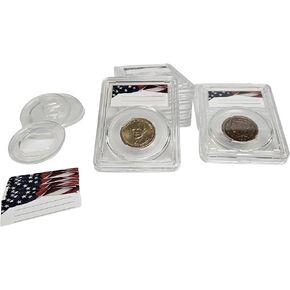 8-Pack Premium Acrylic Coin Slab Holder with 26mm Translucent Sizing Ring for US Small Dollars (Sacagawea, Presidential, Susan B Anthony) & First Spouse $10 Gold Many Large chain & Wreath Cents