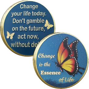Change is The Essense of Life Butterfly Sobriety Chip AA Medallion Challenge Coin Change Your Life Today