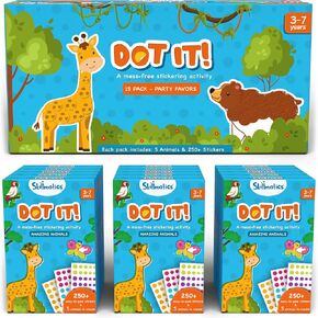 Skillmatics Party Favors (Pack of 15) - Dot It Animals, Gifts for Classrooms, No Mess Sticker Art for Kids, Goodie Bags, DIY Activity for Toddlers, Boys, Girls Ages 3, 4, 5, 6, 7