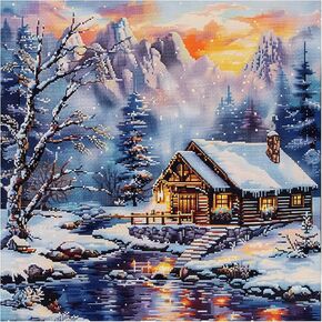 51buyoutgo Snow Landscape Cross Stitch Kits, 11 Ct Count Funny Pre Printed Counted Stamped Cross Stitch Embroidery Needlepoint Pattern Kit for Adult Beginners, Easy Advanced Crossstitch Crossstitching