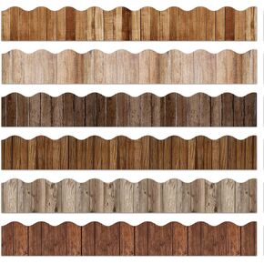 Whaline 82Ft Wood Grain Bulletin Board Borders Brown Wood Texture Adhesive Trim Border for School Classroom Office Party Decoration