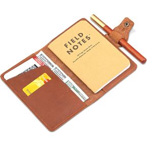 Leather Field Notes Wallet, Hand-Crafted Genuine Cover, INCLUDES 1 Craftso Notes, Perfect Fit for 3.5'' x 5.5'' Notebooks, Handmade Premium Journal, Notebook Brown