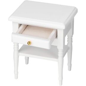 Miniature Doll House Nightstand, 1:12 Scale Doll House End Table with Removable Drawer Bedroom Nightstand Cabinet Dollhouse Accessorie for Doll House Kids Gift