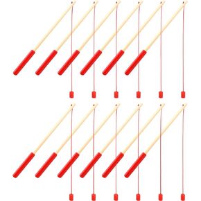 12 Pcs Magnet Fishing Rod Wooden Magnetic Fishing Poles Funny Fishing Pole Toys for Kindergarten Preschool Girl Boy Pool Activity Accessory