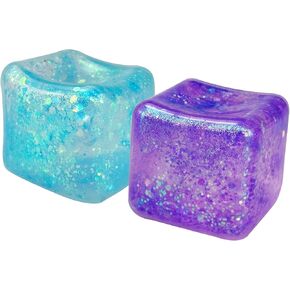 2 PCS Crystal الإجهاد مكعب ناعم مربع الشكل كرات الإجهاد الفوار يمتد القلق الإجهاد التخفيف والضغط على ألعاب الإجهاد للطفل البالغين هدية الحزب لصالح (الأزرق والأرجواني)
