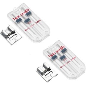 HomeSoGood 8Pcs Twin Needles, 2/90 3/90 4/90 9 Grooves Wrinkled Presser Foot Double Stitch Sewing Machine Fittings Multifunctional Tools
