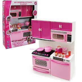 My Modern Kitchen Mini Toy Playset with Lights and Sounds Stove Microwave and Oven 3+Years Toys Birthday Gift Rich Accessories Various Ways to Play