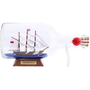 Model Ship in a Bottle Glass Ornament Table top Nautical Ornament for Home Sailboat Decor Endeavour British Tallship