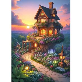 Puzzles for Adults 1000 Pieces, Jigsaw Puzzles Challenging Night Game, Fairytale House Puzzles Interlock Perfectly No Dust for House Decoration, Birthday Party Holiday Toy for Parents Kids