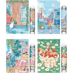 Mini Jigsaw Puzzles for Adults (4 Packs) Double-Sided Puzzle with Reference Blueprint, Micro Puzzle, Comes with Tweezers for Small Puzzles, Suitable As a Gift