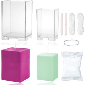 Milivixay 2PCS عمود مربع قوالب شمعة Set-Rectangular شمعة لصنع الشمعة صنع القوالب-60 قدم. من الفتيل ، سلك الرصاص ، مانعة للتسرب من القالب وحامل فتيل 2pcs مدرج كهدية.