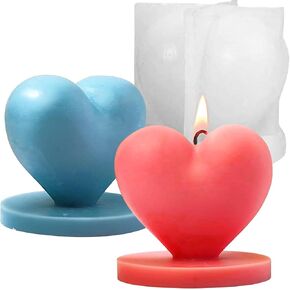 Heart Silicone Mold Candle Soap Molds 3D Love Shape Chocolate Bombs Cake Jelly Valentine's Day DIY Casting Craft for Epoxy Resin Art Candles Handmade Soap Making Wedding Valentine's Day Decor