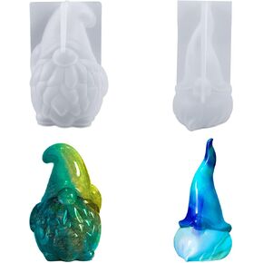 Zayookey 2 PCS Christmas Candle Molds Santa Claus Silicone Mold Gnome Gnome Resin Resin Mould 3D Soap Morn