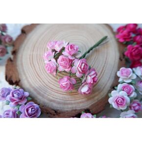 50 pcs Mini Paper Flowers Rose Pink Flowers Mulberry Paper Flower 15mm Mini Paper Flowers for Craft Scrapbooking Wedding Card DIY Supplies (Pink Blush)
