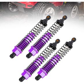 Dilwe RC Shock Damper, 4Pcs 1/10 RC Metal Shock Absorber Compatible with HSP Redcat Exceed RC Truggy, RC Shock Absorber Oil Adjustable RC Damper Set(Purple)