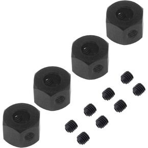 4Pack 12mm Metal Wheel Hex Hub Adapter Connector Compatible with WPL B14K C-14 C-24 1/16 MN-D90 MN-D90K MN45 MN99 1/12 RC Car Truck (Black)
