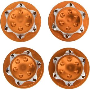 RC Car Hub Nut, 4Pcs 17mm Aluminium Alloy Dust Proof Hub Nut Wheel Accessory for 1/8 RC Car Model (Orange) Replacement Parts 17Mm Wheel Nuts Rc
