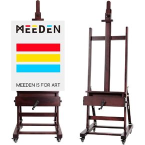 MEEDEN Extra-Large Art Painting Easel - Professional Artist Crank Easel with Height Adjustable 71" to 98" - Heavy Duty Beech Wood Studio Easel - H Frame Easel Stand for Painting Canvas up to 83"