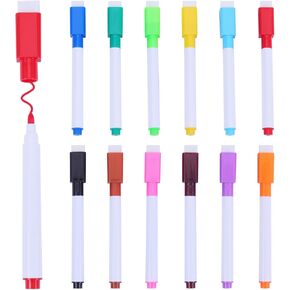 12 Pcs Magnetic Dry Erase Markers, Fine Tip Point Whiteboard Markers with erases White Board Dry Markers for Kids Teachers Office School Supplies