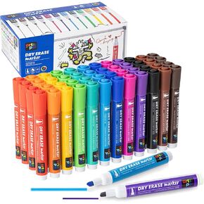 Artspal Dry Erase Markers, 48 count 12 Vibrant Colors, Chisel Tip, Low Odor, Easy erase Whiteboard Markers for Classroom, Office, Home, Teachers, Kids, Creative Projects, Back to School Supplies