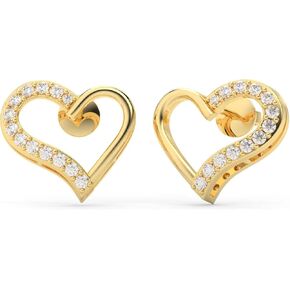 1/4 Carat Round Cut Diamond Heart Shape Push Back Stud Earring In Sterling Silver (Color J-K, Clarity I1-I2) | Stylish Fashion Jewellery for Women Teen Girls | Gift Box Included