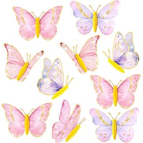 SUNBEAUTY 10 PCS Pink Glitter Butterfly Decorations Butterfly Birthday Party Decorations Butterfly Baby Shower Decorations Butterfly Theme Party Supplies for Birthday Baby Shower Party Decor