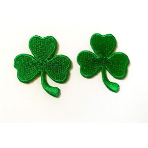 TH Set 2 Tiny Mini Green Shamrocks Cute Cartoon Patch Jacket T-Shirt Sew Iron on Embroidered Applique Badge Sign Patch