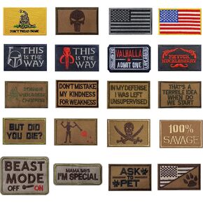 Loop and Hook Patches, 20pcs Tactical Morale Embroidery Patches Embroidered Military Funny Words Patches for Caps,Bags,Backpacks,Tactical Gear,Military Uniforms,Motorcycle Biker Vest