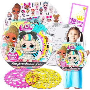 LOL Doll Stencil Activity Book - LOL Doll Arts and Crafts Bundle with Giant Activity Book Including Stickers, Stencils, lol doll stickers