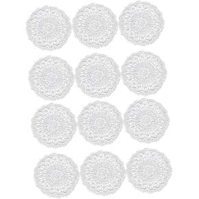 Abaodam 12 Pcs Dollhouse Table Mat Woven Placemats Miniature Table Mats Kids Mini Toys Water Table Toys Miniature Kitchen Tools Mini Table Mat Model Lacing Cloth Suite White Small Child, 4X0.1CM