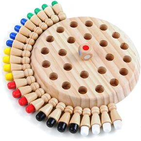 Wooden Memory Chess Board Game: Color Wooden Memory Chess Game for Brain Train for Kids Toddler Learning Educational Toys - Montessori Learning Toys for 3 4 5 6 7 8+ Year Old Boy Girl Gift