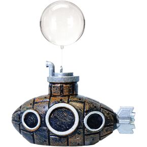 Floating Fish Tank Decorations, Retro Submarine Aquarium Decor with Ball Artificial Resin Accessories for Fish Tanks Pool (as Shown)