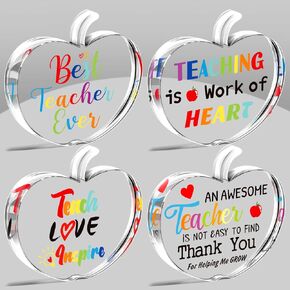 Chunful 8 Pcs Teacher Appreciation Gifts Bulk Thank You Teacher Desk Gifts Inspirational Acrylic Keepsake Paperweights Gift for Back to School (Stylish Style)