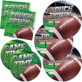 Football Party Supplies Kit Serve 50, Includes Dinner Plates, Dessert Plates, Napkins,Football Birthday Party Football Game Day Tailgate Party Decorations
