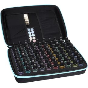 ELLDOO Alcohol Ink Storage Carry Case, Fits up to 70 Bottles, Alcohol Ink Case Miniature Paint Carry Organizer for Ink and Paints with Foam Insert and Inner Storage Pocket, Blue (Ink not Included)