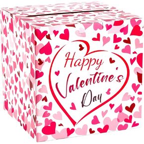 HOOQICT Valentine Box for Kids Class -Valentines Day Gift Card Joxes Happy Valentines Day Decorations for Valentine's Goodie Treat Party Fivors Box