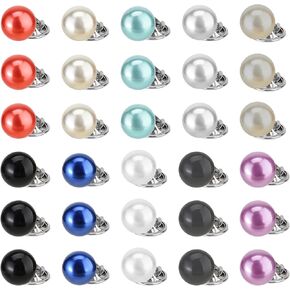 30 PCS قميص دبابيس بروش ، تغطية لؤلؤة زر دبوس أزرار سلامة بروش للأزياء للنساء ، لا يمكن إزالة دبابيس زر لؤلؤة لؤلؤة لبنات القمصان Sweather قبعة لوازم الزخارف in Kuwait