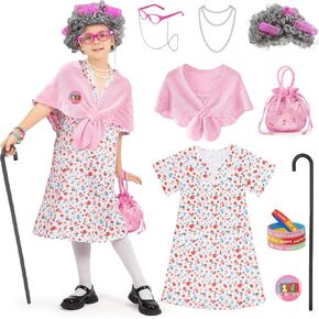 100 Days of School Costume for Girls, Old Lady Costume for Kids